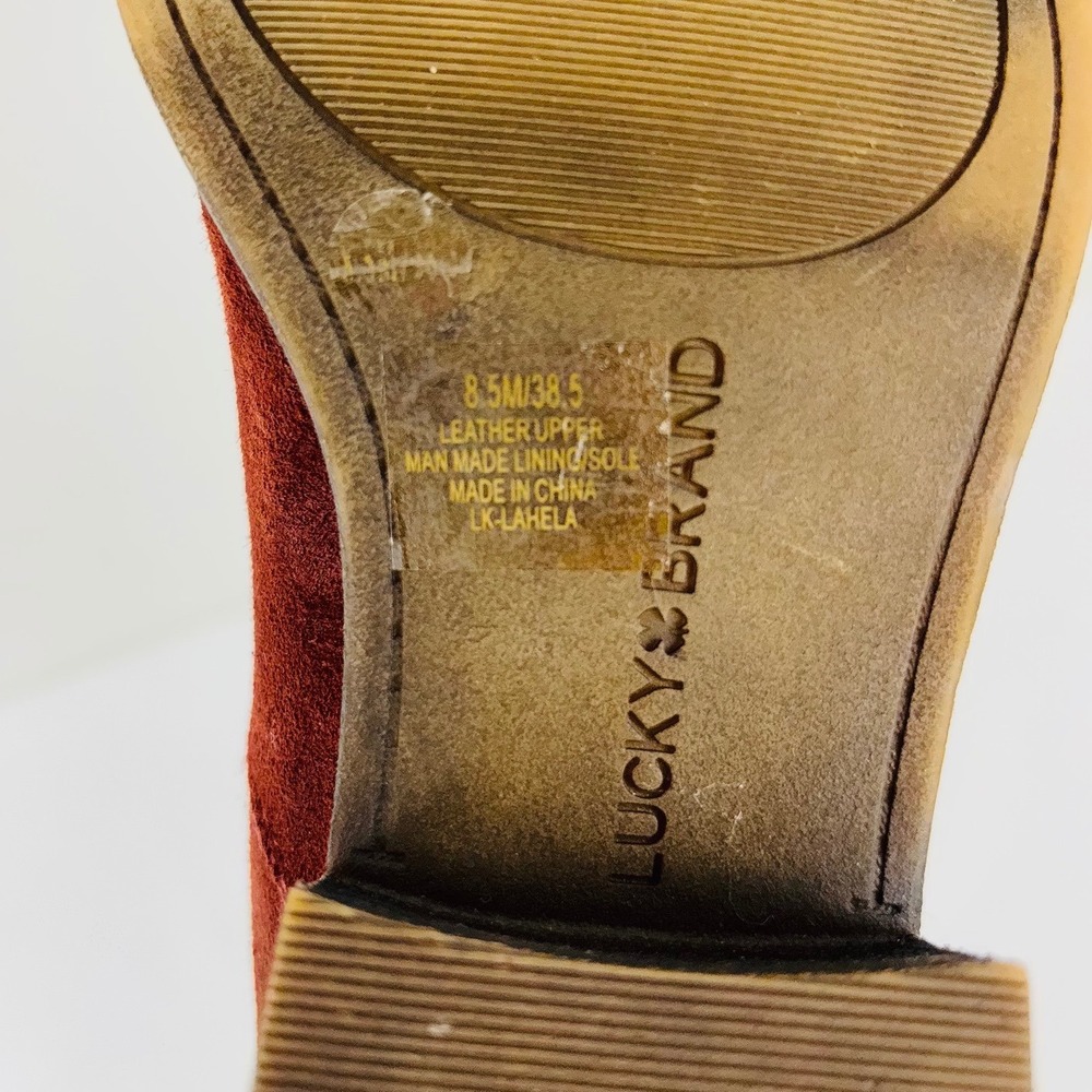 Lucky Brand Lahela Burgundy Suede Ankle Booties Womens 8.5 Pointed Toe Red - Picture 10 of 13